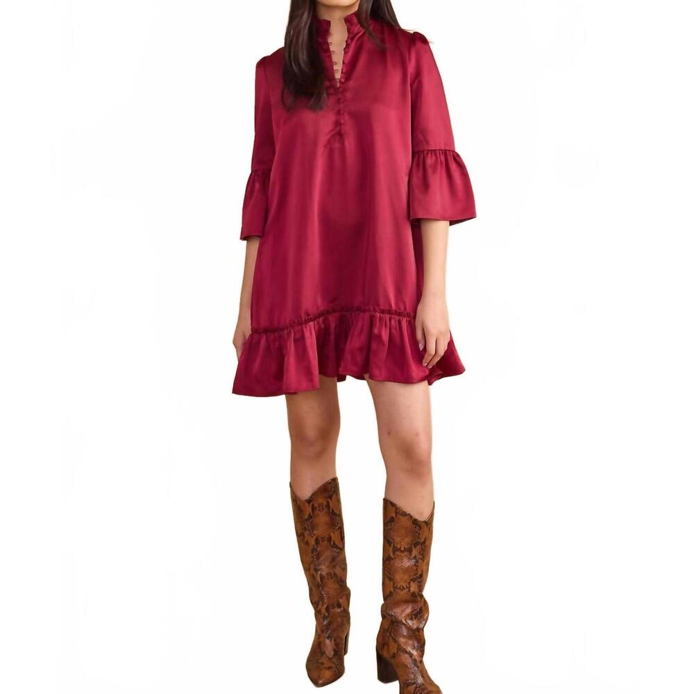 NEW DOUBLE A chelsea mini dress in beet red